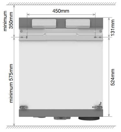 Zehnder ComfoAir 180 Maßzeichnung