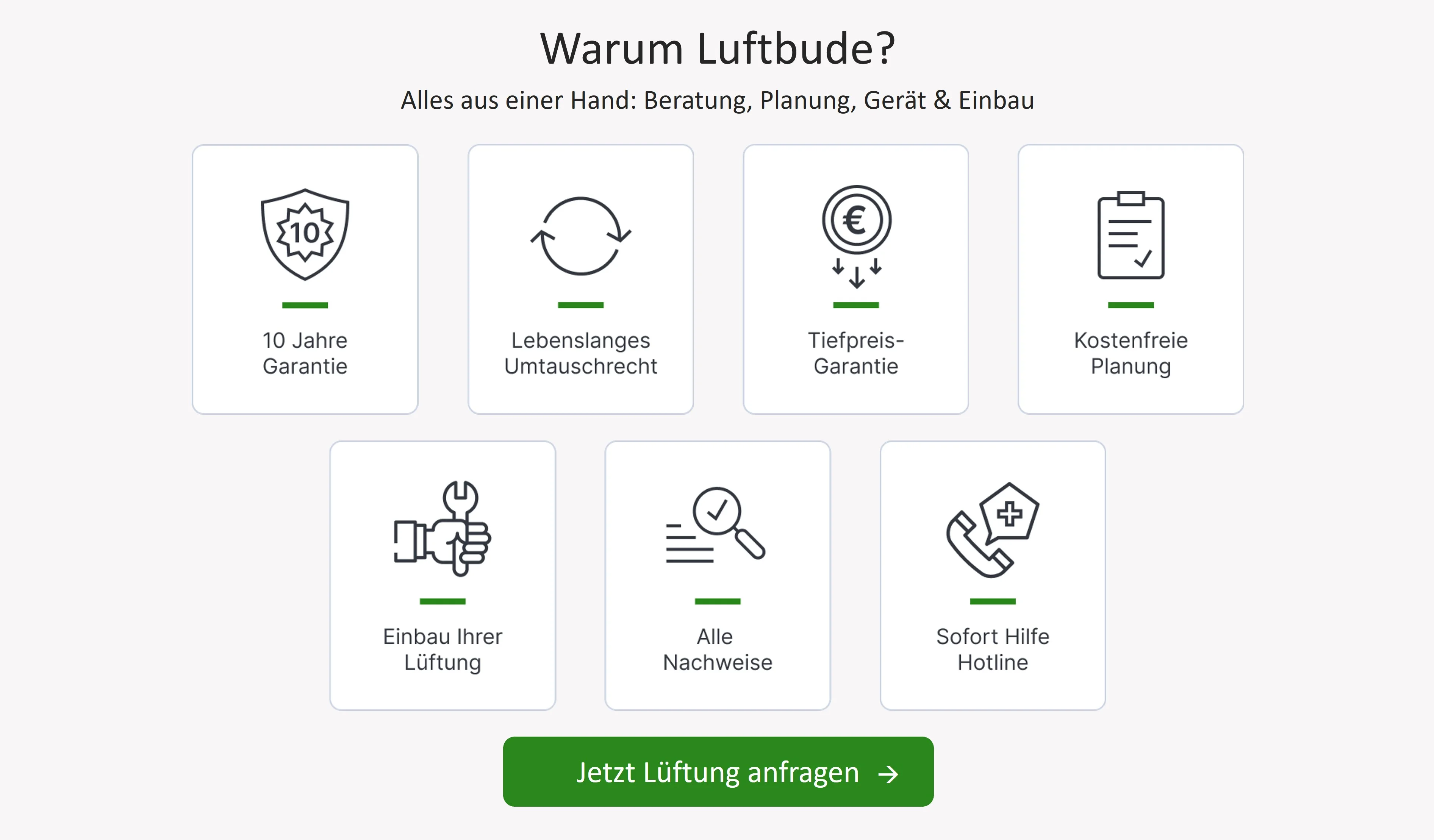 Übersicht der Vorteile von Luftbude