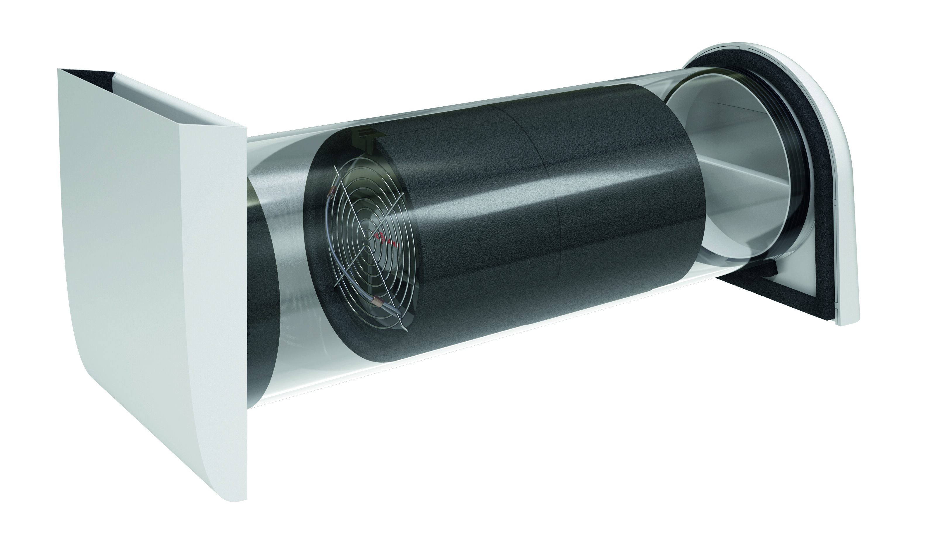 Produktansicht mit Hülse des Vitovent dezentrales Lüftungsgerät 050-D von Viessman